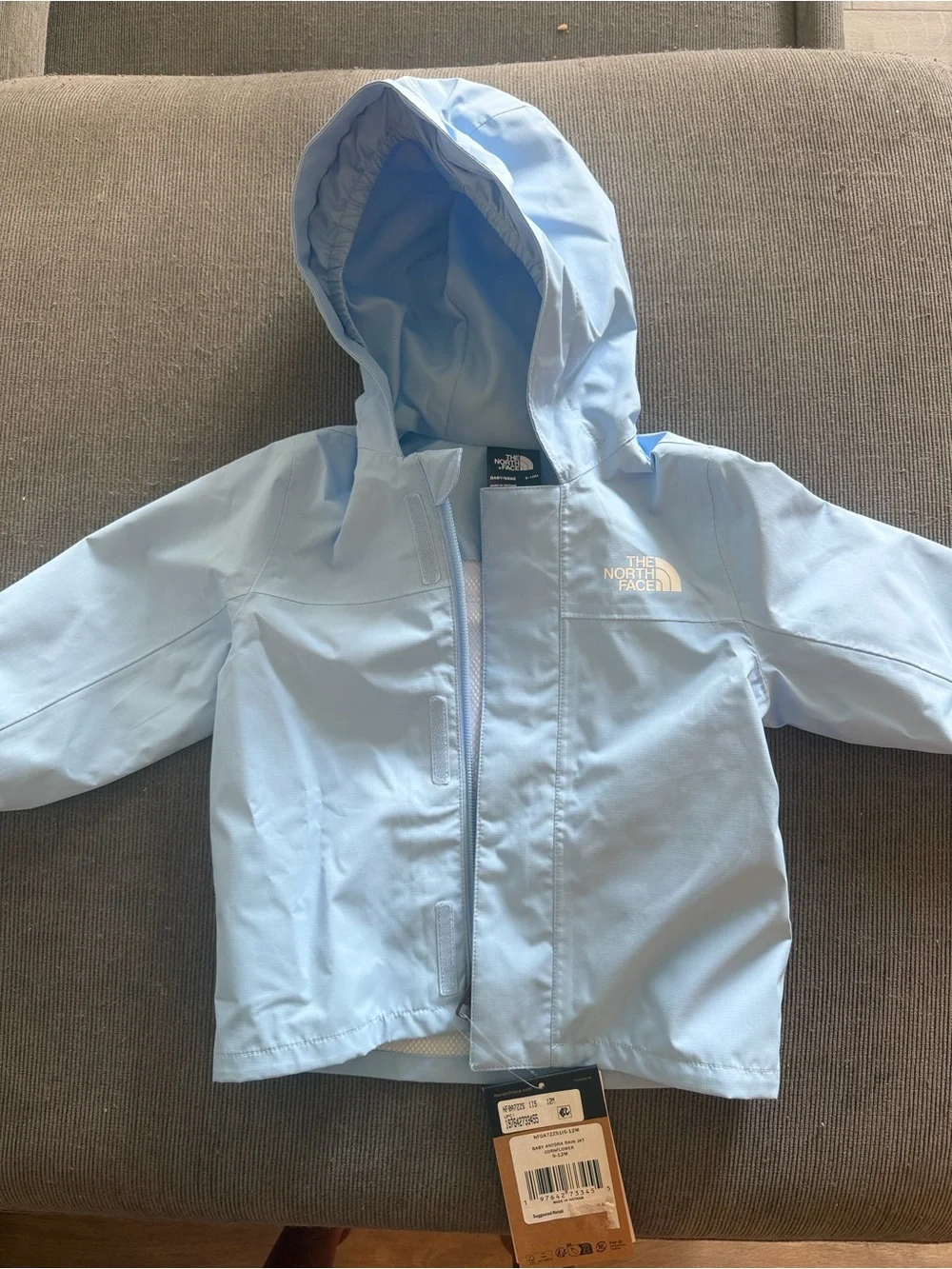 The North Face Pale Blue Kids Hooded Rain Jacket 6-12 months